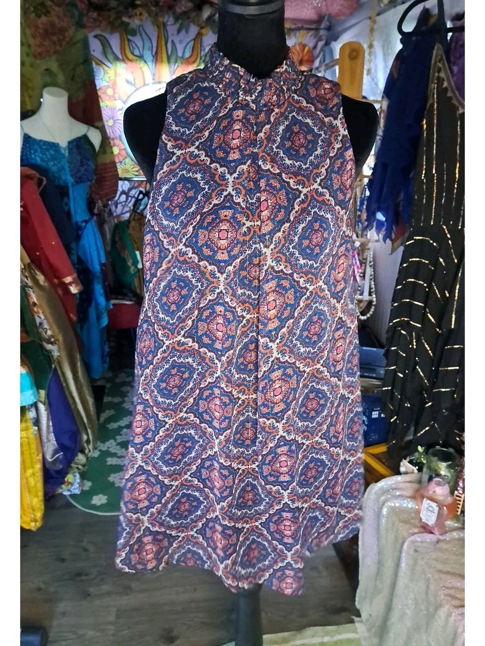 Oracle’s Journey Boho Medallion High-Neck Swing Dress • Speechless • Size Small